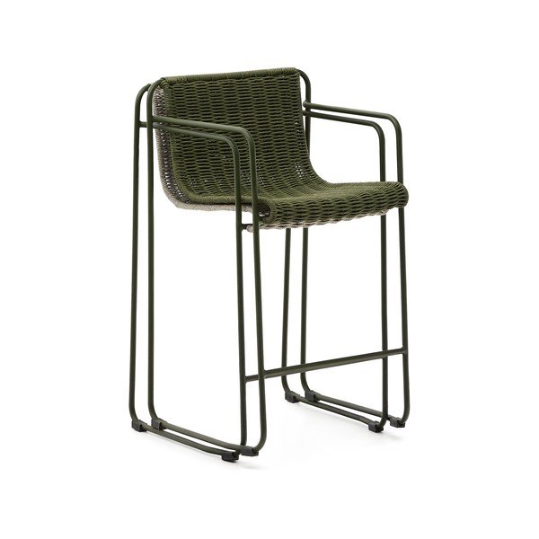 Žalios spalvos metalinė sodo baro taburetė Maurina – Kave Home-image-3