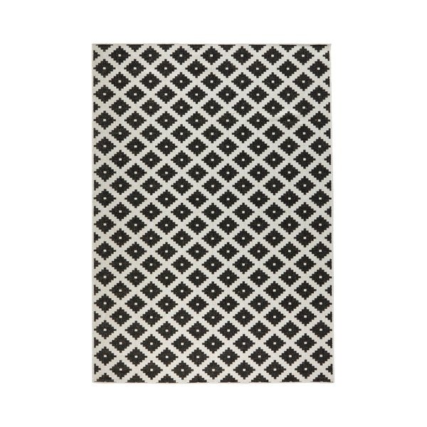 Juodai baltas raštuotas dvipusis kilimas Bougari, 120 x 170 cm