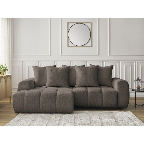 Rudos spalvos sulankstoma/su sandėliavimo vieta kampinė sofa iš boucle (su kairiuoju kampu/su gultu) Roxelane – Bobochic Paris-image-1