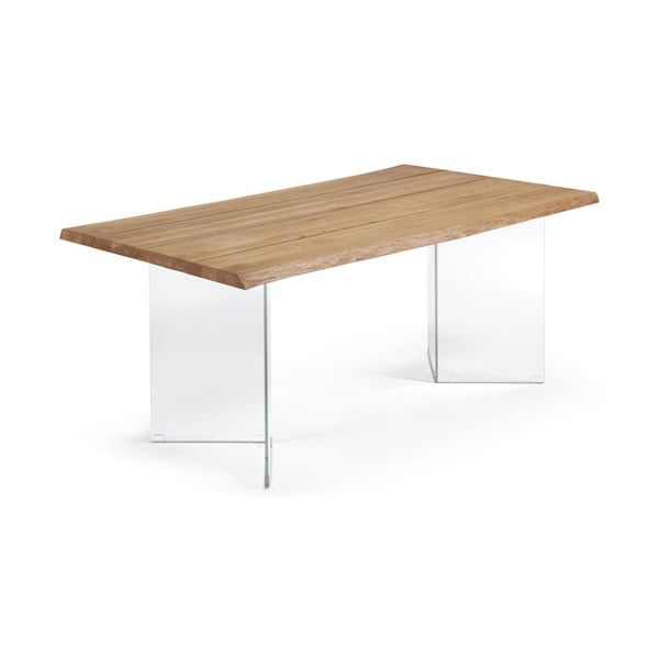 Valgomojo stalas natūralios spalvos su ąžuolo dekoro stalviršiu 90x160 cm Lotty – Kave Home-image-3