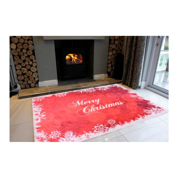 Baltas ir raudonas kilimas Vitaus Linksmų Kalėdų, 120 x 160 cm