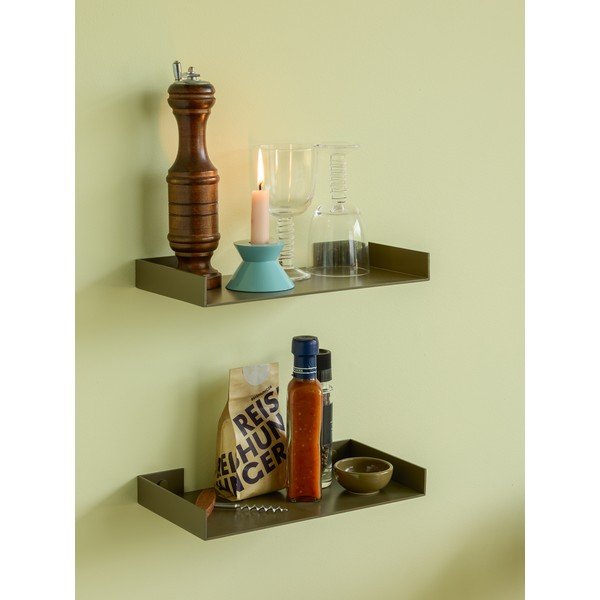 Tamsiai žalios spalvos iš metalo sieninė lentyna 30 cm Sheets – Hübsch-image-1