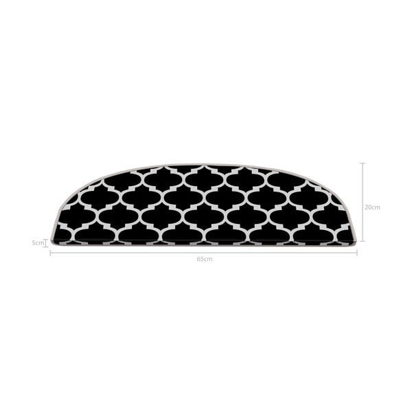 Laiptų kilimėlių rinkiniai juodos ir baltos spalvos 16 vnt. 20x65 cm Madalyon – Vitaus-image-2