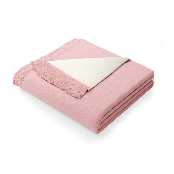 Pudros rožinės spalvos antklodė su medvilnės mišiniu AmeliaHome Franse, 150 x 200 cm