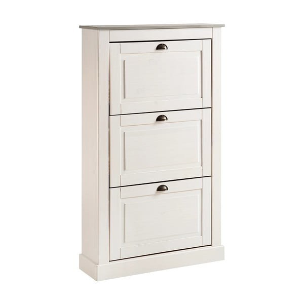 Iš pušies masyvo atlenkiama spintelė batams baltos spalvos Toby – Støraa