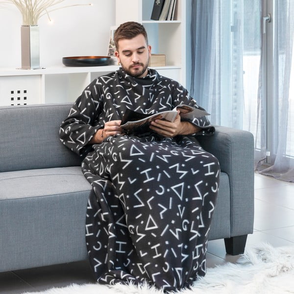 Juoda antklodė su rankovėmis InnovaGoods Snug Symbols Kangoo
