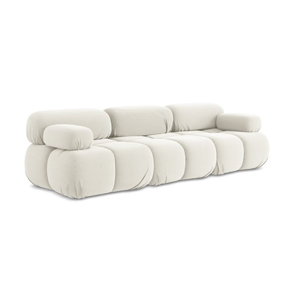 Baltos spalvos iš velveto sofa 285 cm Lokua – Makamii-image-3