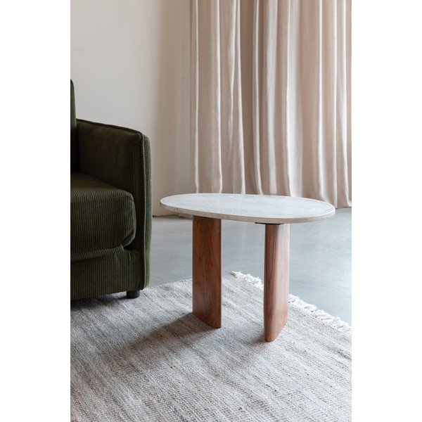 Su marmuriniu stalviršiu šoninis stalas 37x56 cm Tanda – White Label-image-1