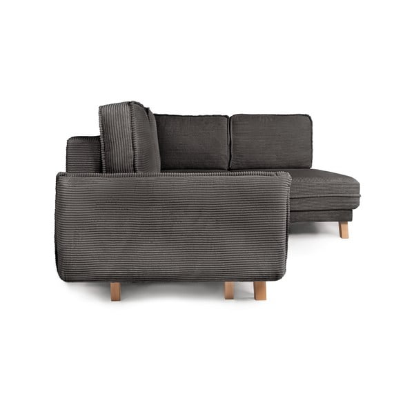 Iš kordinio velveto sulankstoma kampinė sofa pilkos spalvos (su dešiniuoju kampu) Tori – Bonami Selection-image-3