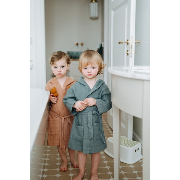 Vaikiškas mėlynas lininis chalatas Linen Tales Nature, 104 - 116 dydžio-image-3