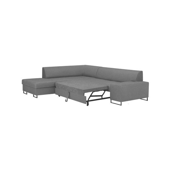 Šviesiai pilka kampinė sofa-lova su juodomis kojomis "Cosmopolitan Design Orlando", kairysis kampas-image-4