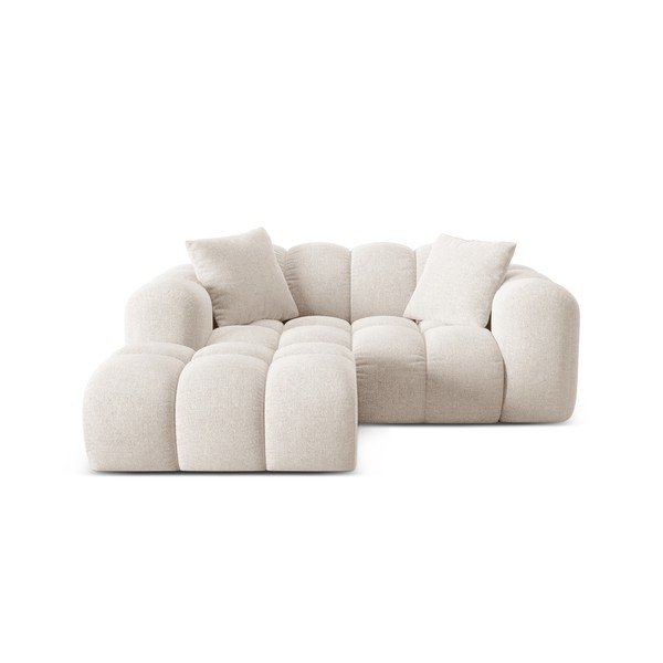 Kreminės spalvos iš šenilinio audinio kampinė sofa (su kairiuoju kampu/su gultu) Treno – Cosmopolitan Design