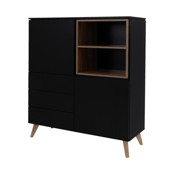 Aukšta šoninė spintelė juodos spalvos/natūralios spalvos iš riešutmedžio 120x133 cm Plain – Tenzo-image-2