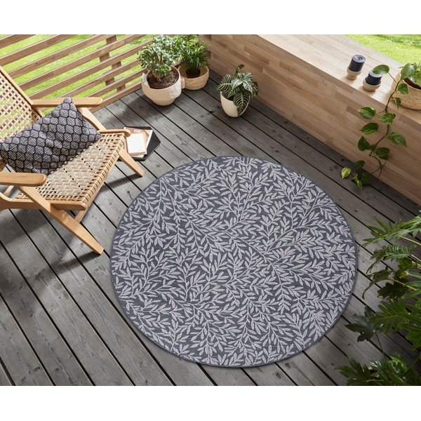 Apvalios formos kilimas antracito spalvos ø 120 cm Twig – Hanse Home-image-1