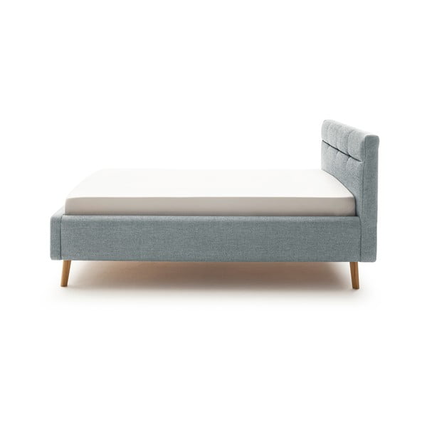 Pilkai mėlynos spalvos dvigulė lova audiniu dengta su sandėliavimo vieta su lovos grotelėmis 140x200 cm Lotte – Meise Möbel-image-3