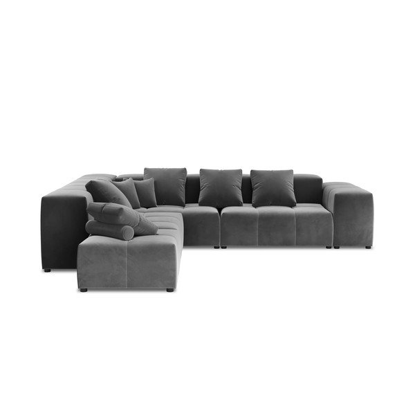 Pilka aksominė kampinė sofa (kintama) Rome Velvet - Cosmopolitan Design-image-2