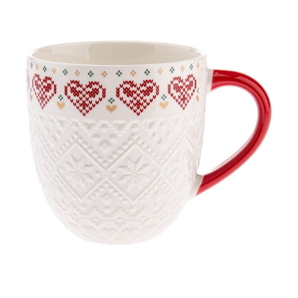 Baltos spalvos iš porceliano  puodelis su Kalėdų motyvu 630 ml Knitting – Dakls