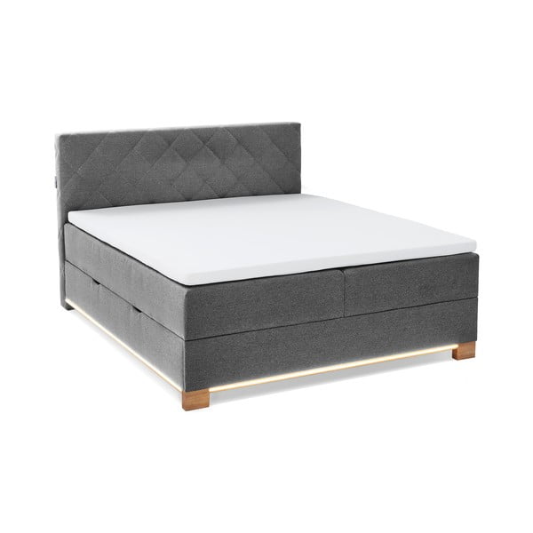 Spyruoklinė lova pilkos spalvos su sandėliavimo vieta 160x200 cm Messina – Meise Möbel