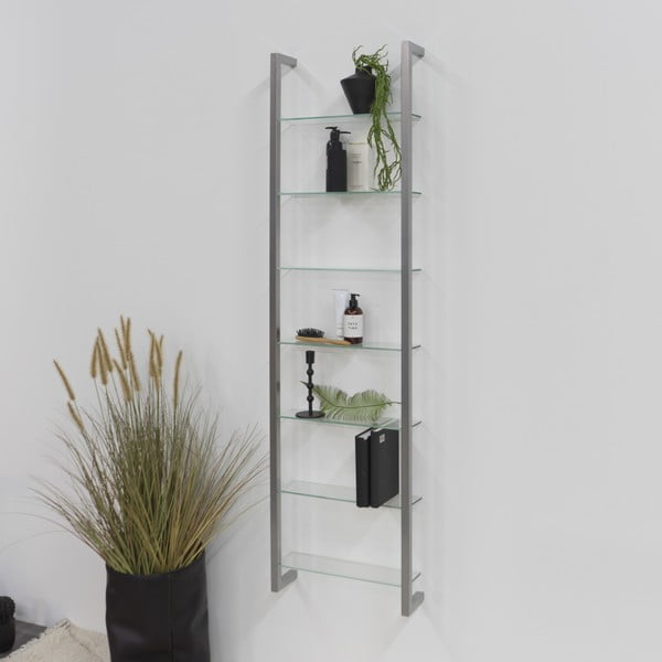 Sidabrinės spalvos iš metalo kelių aukštų sieninė lentyna 46 cm Cubic – Spinder Design-image-2