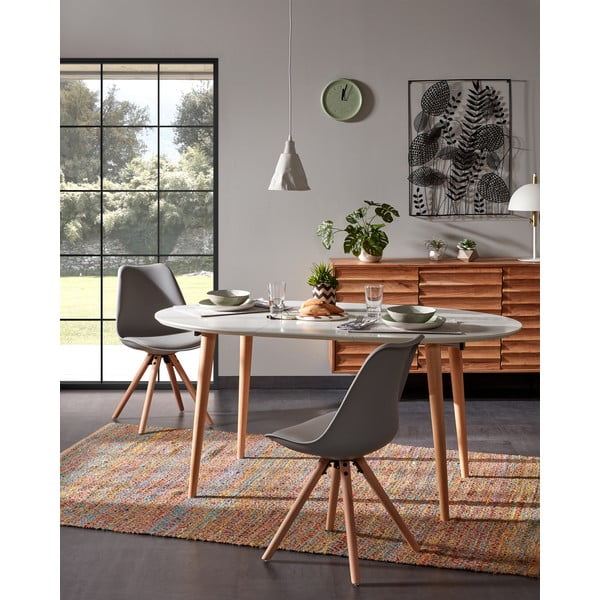 Prailginamas valgomojo stalas baltos spalvos su baltu stalviršiu 90x120 cm Oqui – Kave Home-image-4