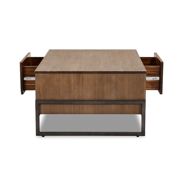 Rudas medžio masyvo kavos staliukas Furnhouse Mallorca, 120 x 75 cm-image-4