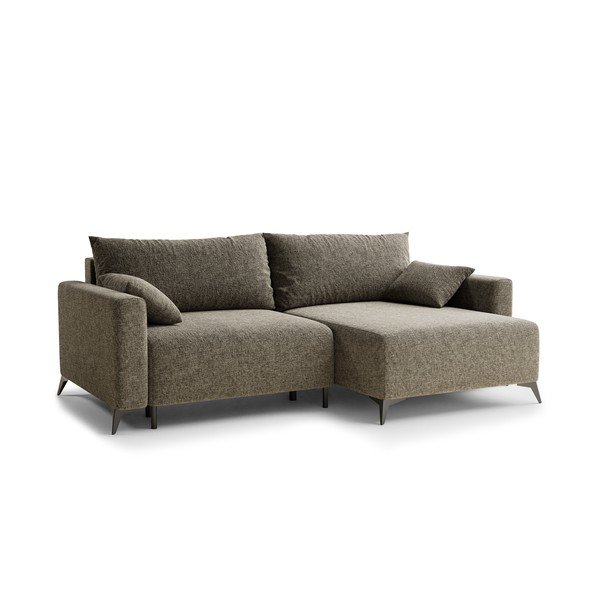 Rudos spalvos sulankstoma/su sandėliavimo vieta kampinė sofa iš šenilinio audinio (su dešiniuoju kampu/su gultu) Leon – Maison de Rêve