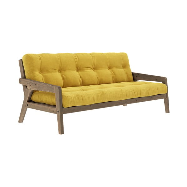 Geltona velvetinė sofa lova 204 cm Grab - Karup Design-image-3