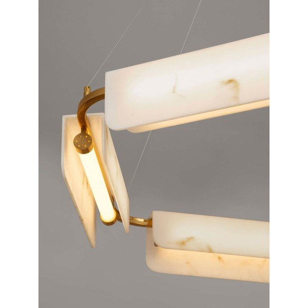 Kreminės spalvos/žalvario spalvos kabantis šviestuvas LED su marmuro dekoru su pritemdymo funkcija ø 93 cm Aider – Nova Luce-image-2