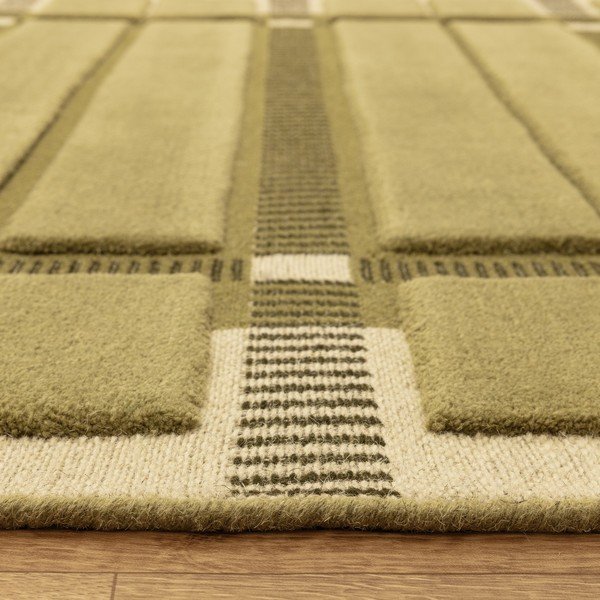 Rankų darbo žalios spalvos/smėlio spalvos iš vilnos kilimas 120x170 cm – Asiatic Carpets-image-4