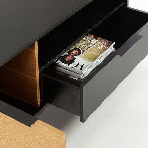 Juodai rudos spalvos televizoriaus spintelė Kave Home SAVOI, 120 x 50 cm-image-3