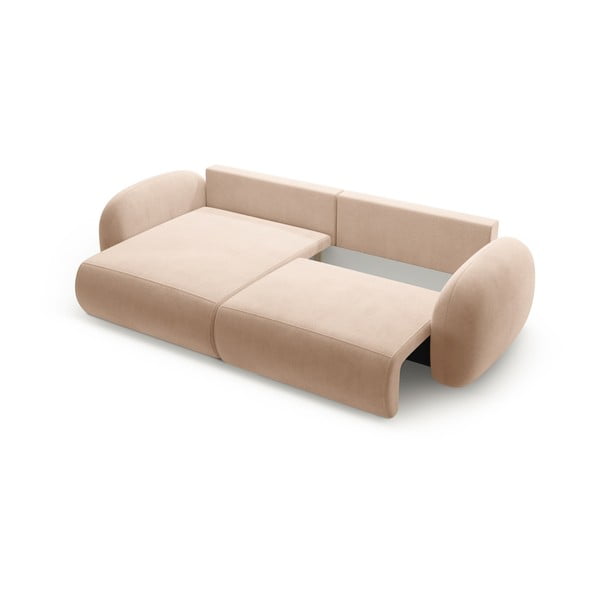 Smėlio spalvos iš velveto sulankstoma/su sandėliavimo vieta kampinė sofa Tonale – Cosmopolitan Design-image-3