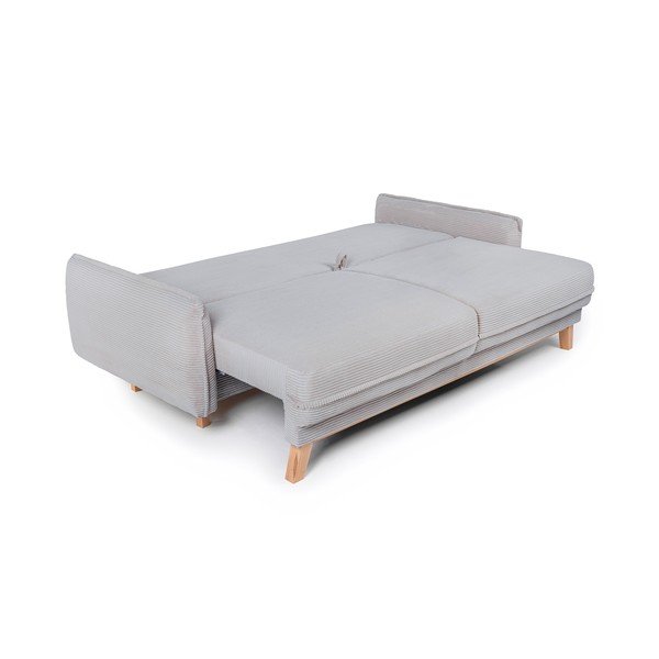 Šviesiai pilkos spalvos sulankstoma/su sandėliavimo vieta sofa iš kordinio velveto 218 cm Tori – Bonami Selection-image-2