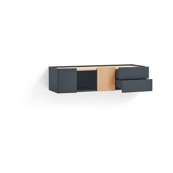 Žema šoninė spintelė antracito spalvos/natūralios spalvos iš ąžuolo 110x23 cm Otto – Teulat-image-3
