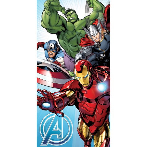 Iš medvilnės vaikiškas rankšluostis 70x140 cm Avengers "Light Blue" – Jerry Fabrics