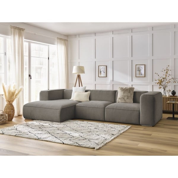 Iš boucle kampinė sofa pilkos spalvos/rudos spalvos (su kairiuoju kampu) Zephyr – Bobochic Paris-image-1