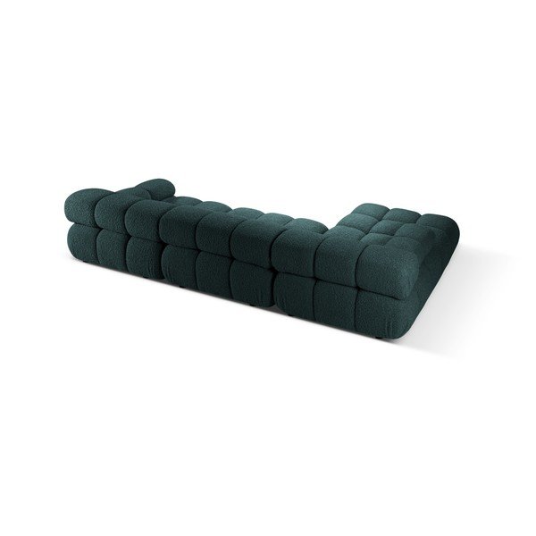 Smaragdinės spalvos modulinė kampinė sofa iš boucle (su kairiuoju kampu/su gultu) – Micadoni -image-1