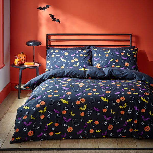 Juodos spalvos dvigulė patalynė 200x200 cm Halloween Trick or Treat – Catherine Lansfield-image-2