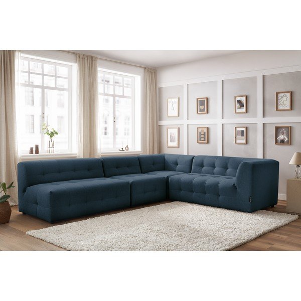 Tamsiai mėlyna kampinė sofa (dešinysis kampas) Kleber - Bobochic Paris-image-1