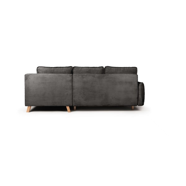 Iš kordinio velveto sulankstoma kampinė sofa pilkos spalvos (su dešiniuoju kampu) Tori – Bonami Selection-image-4
