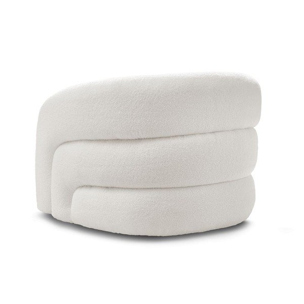 Baltos spalvos pasukamas krėslas iš boucle Elina – Bobochic Paris-image-4