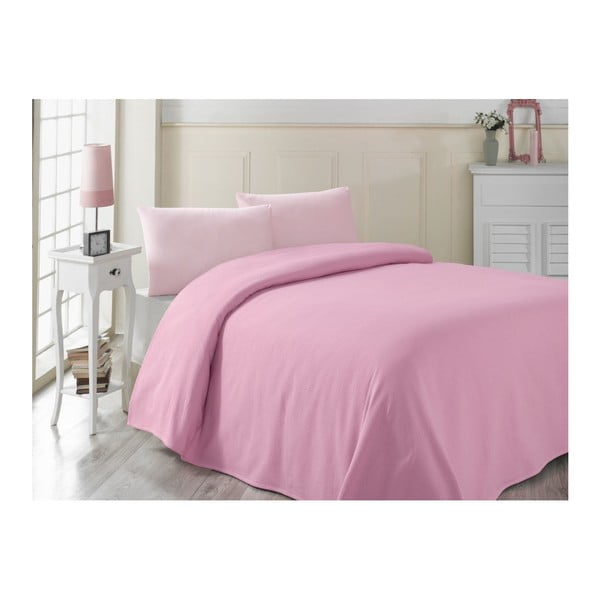 Rožinė medvilninė lengva lovatiesė "Pembe", 200 x 230 cm