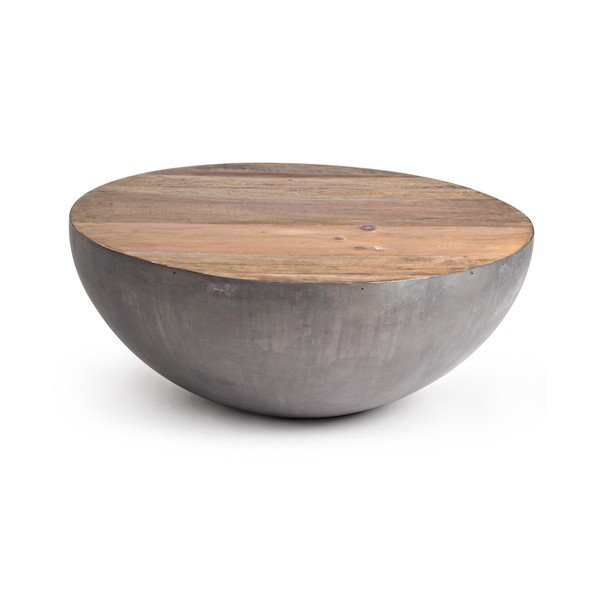 Pilkos spalvos/natūralios spalvos iš metalo apvalios formos kavos staliukas ø 90 cm Lancaster – Bizzotto