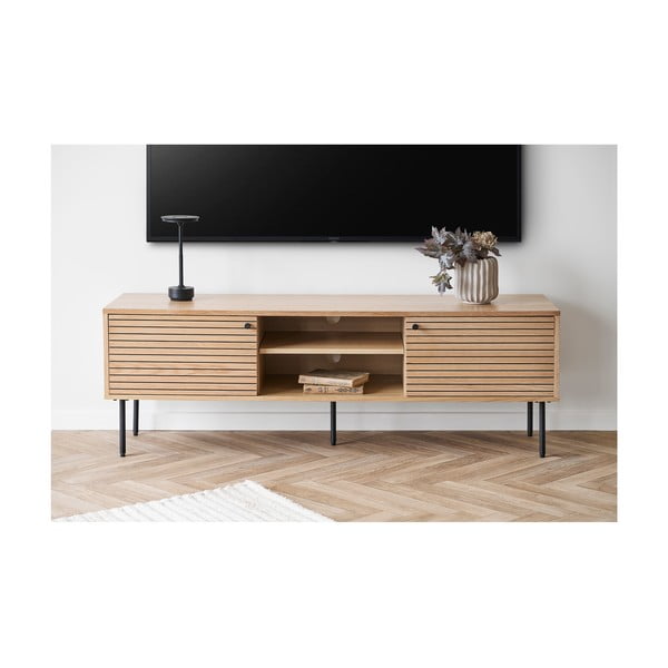 Natūralios spalvos TV spintelė iš ąžuolo 40x50x150 cm Kyoto – House Nordic-image-1
