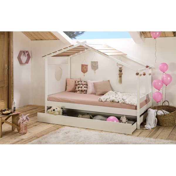 Balta vaikiška lova su ištraukiamu stalčiumi Marckeric Nayah, 90 x 190 cm-image-1