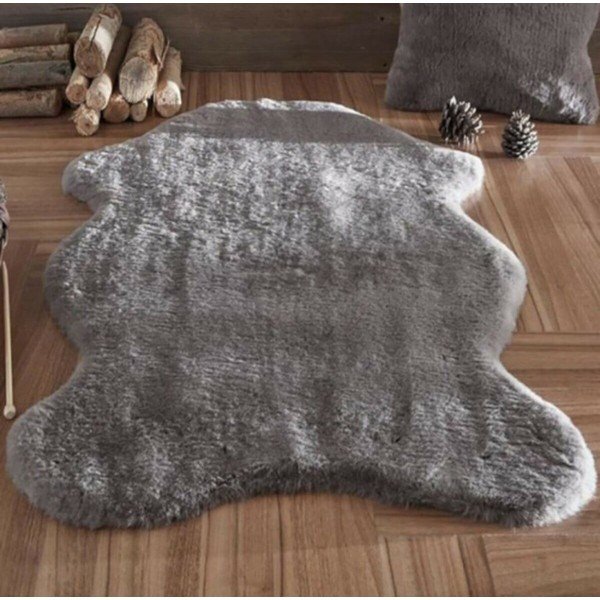 Sintetinė oda ir kailis antracito spalvos 60x100 cm Pelush Anthracite – Mila Home-image-1