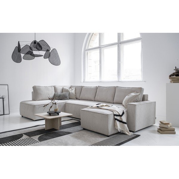 Iš kordinio velveto sulankstoma kampinė sofa baltos spalvos (su kairiuoju kampu/„U“ formos) Brave Dave – Miuform-image-2