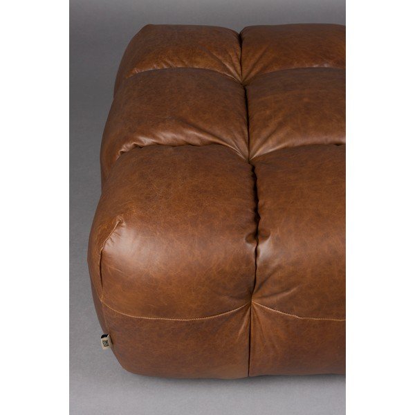 Rudos spalvos modulinė taburetė iš odos Hackman – Dutchbone-image-4