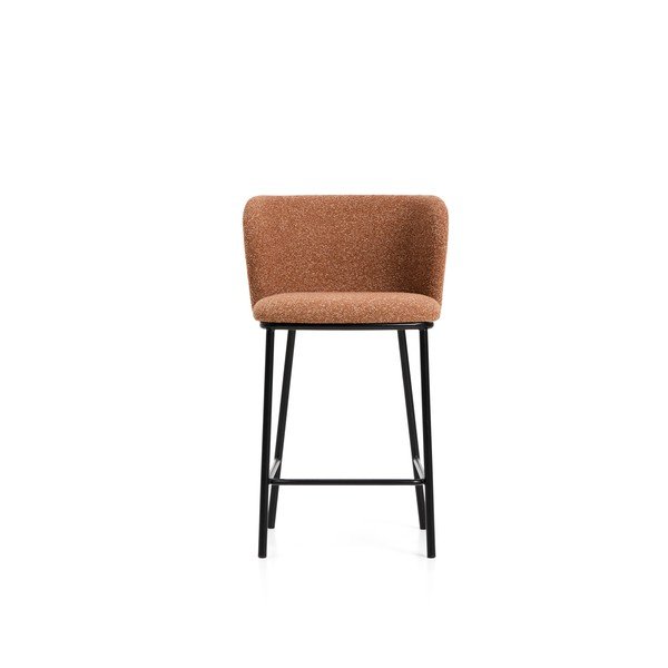 Terakotos spalvos iš audinio baro taburetė (sėdynės aukštis 65 cm) Ciselia – Kave Home-image-3
