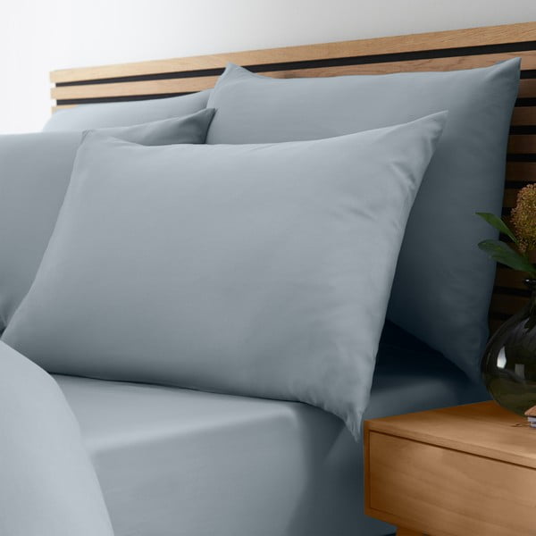 Mėlynos spalvos/pilkos spalvos iš mikropluošto paklodė su guma 185x200 cm So Soft Easy Iron – Catherine Lansfield-image-1