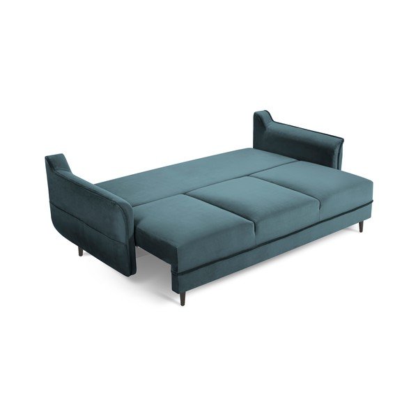 Smaragdo spalvos aksominė sofa-lova Kooko Home Basso-image-2
